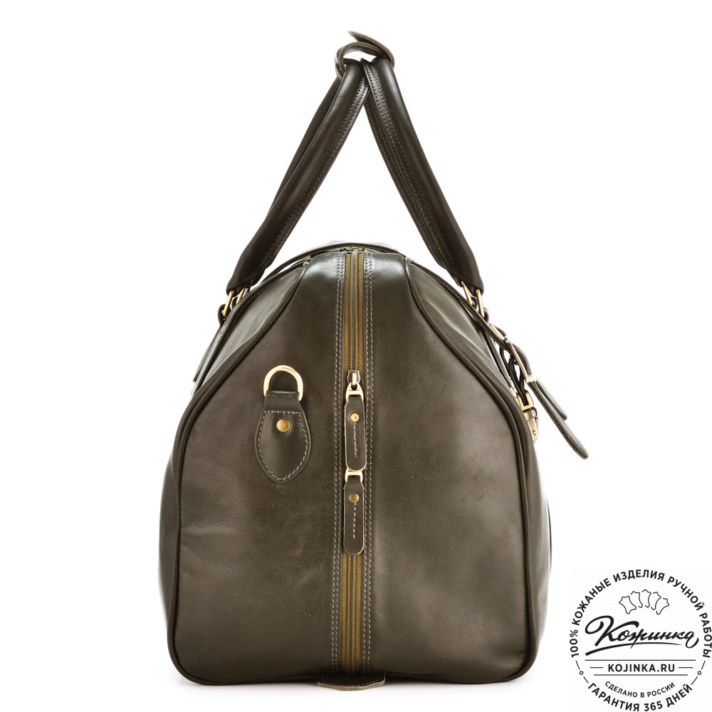 Кожаная дорожная сумка "Филипп" (хаки гладкая кожа)